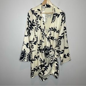 Zara Black and Cream Floral Midi Dress